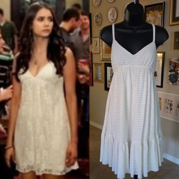 Elena Gilbert Alternative Ivory Crochet Mini Dress Vampire Diaries NEW - Picture 1 of 8